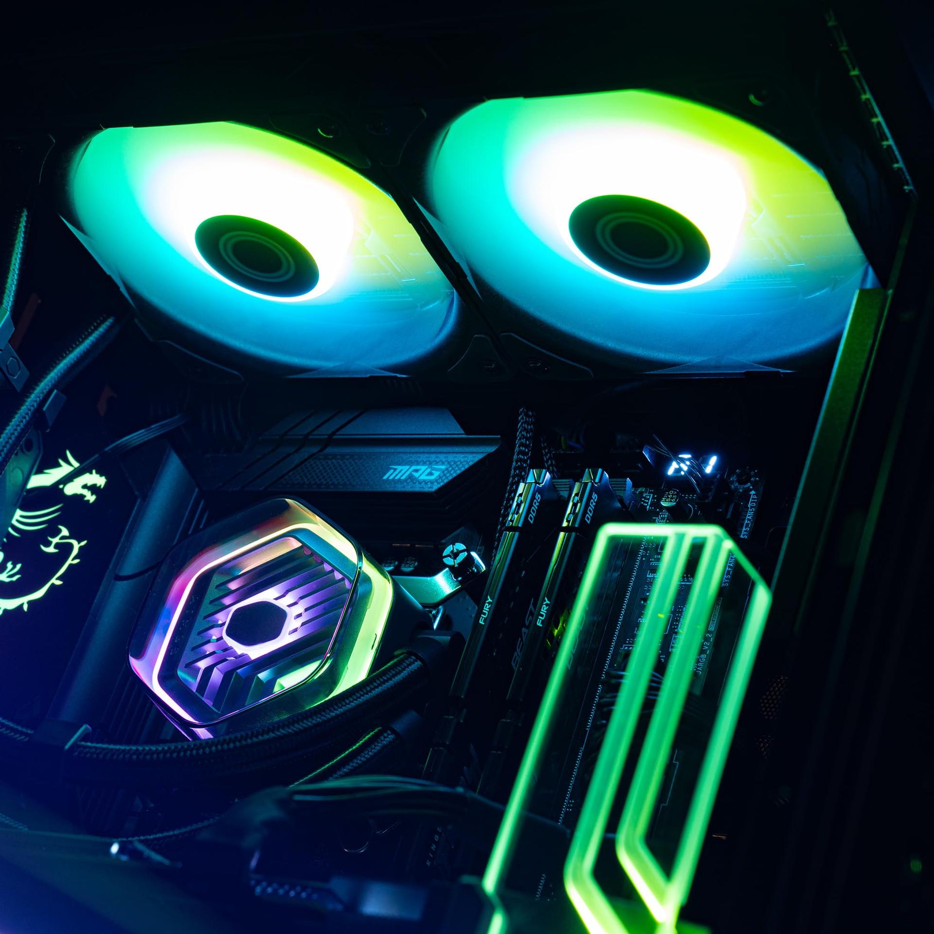 Cooler Master MasterLiquid Atmos 240 Must AIO CPU-veejahutus – Kahekambriline pump, eellaaditud SickleFlow 120 Edge ventilaatorid, adresseeritav Gen 2 RGB, LGA1700 & AM5 – Must – pilt 9