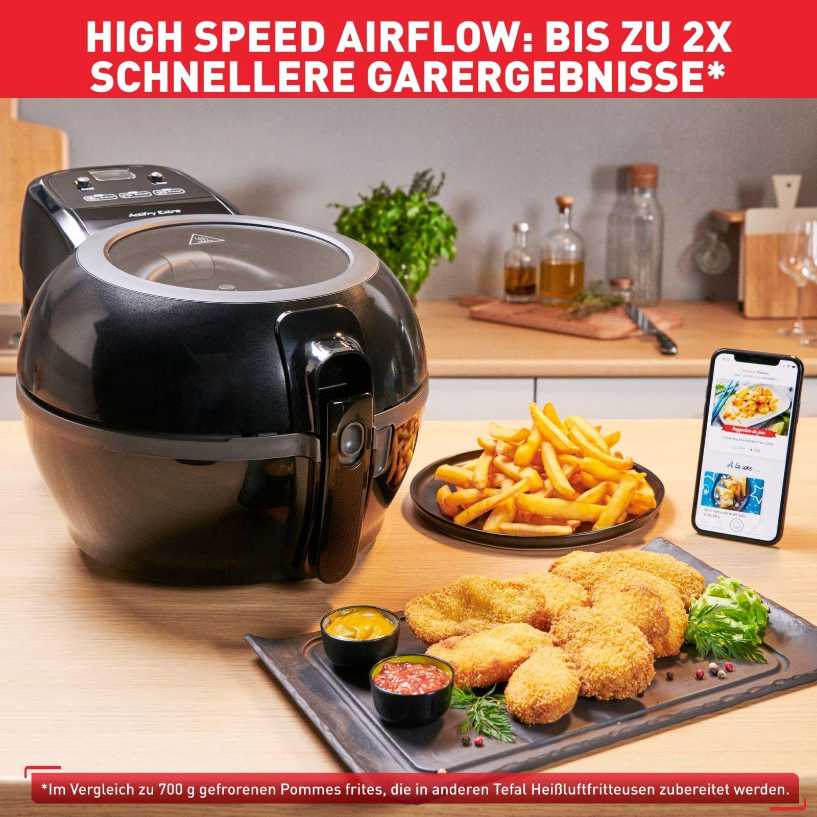 Tefal ActiFry Extra kuumaõhufritüür, AirFryer segamisvarrega, ei vaja raputamist, 1550 W, 1,2 kg, 6 inimesele, High Speed Airflow, taimer, energiasäästlik, tervislik fritüür ilma õlita, must, FZ7228 – pilt 6