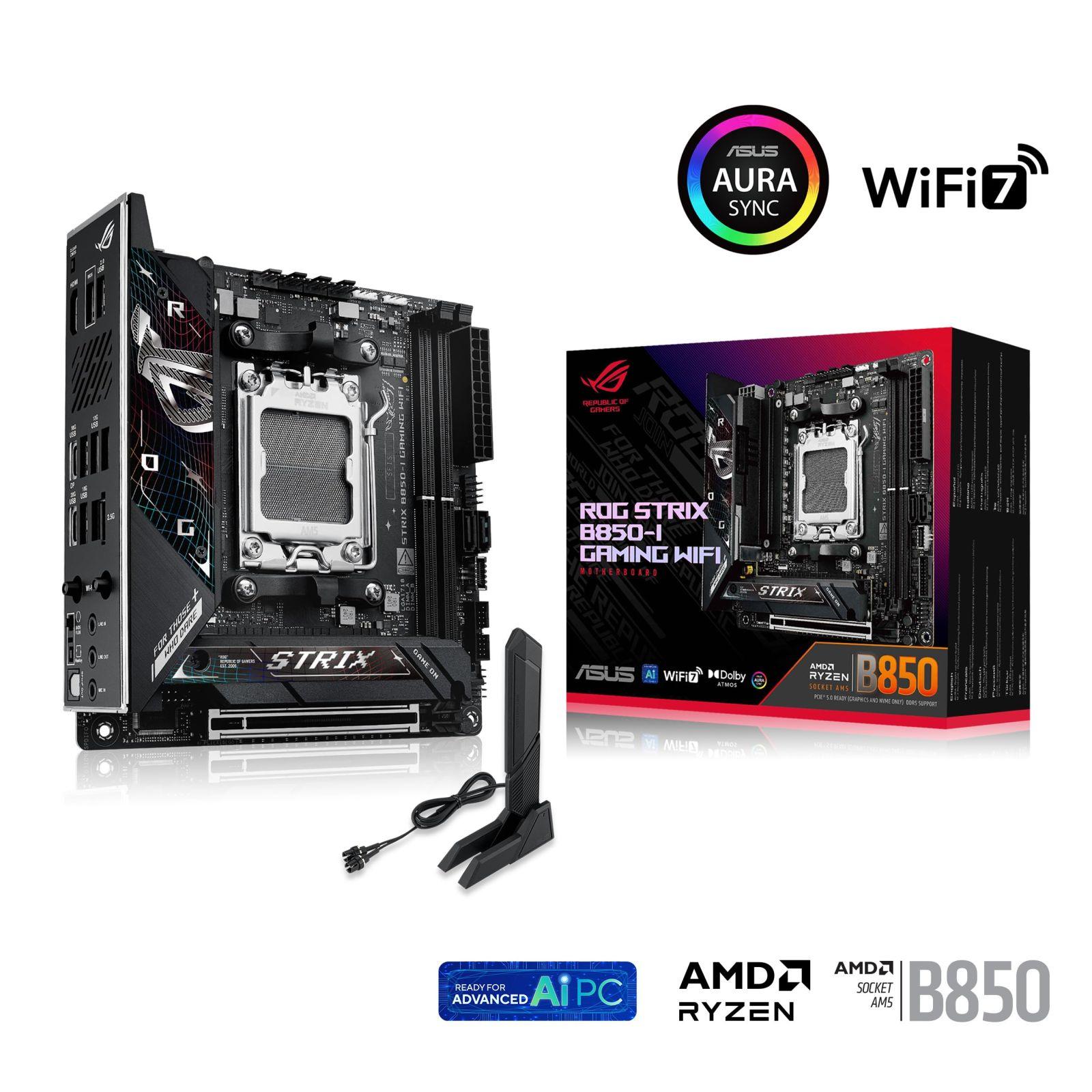 ASUS ROG Strix B850-I Gaming WiFi emaplaat, AM5 sokkel (AMD B850, Mini-ITX, DDR5 mälu, PCIe 5.0, WiFi 7, 2x M.2, Aura Sync) – pilt 7