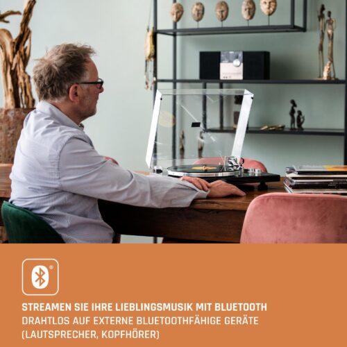 Lenco LBT-188 Plaadimängija - Bluetooth-plaadimängija - Rihmülekanne - 2 kiirust 33 ja 45 p/min - Anti-Skating - Vinüülplaatide digitaliseerimine MP3-ks - Tumepruun