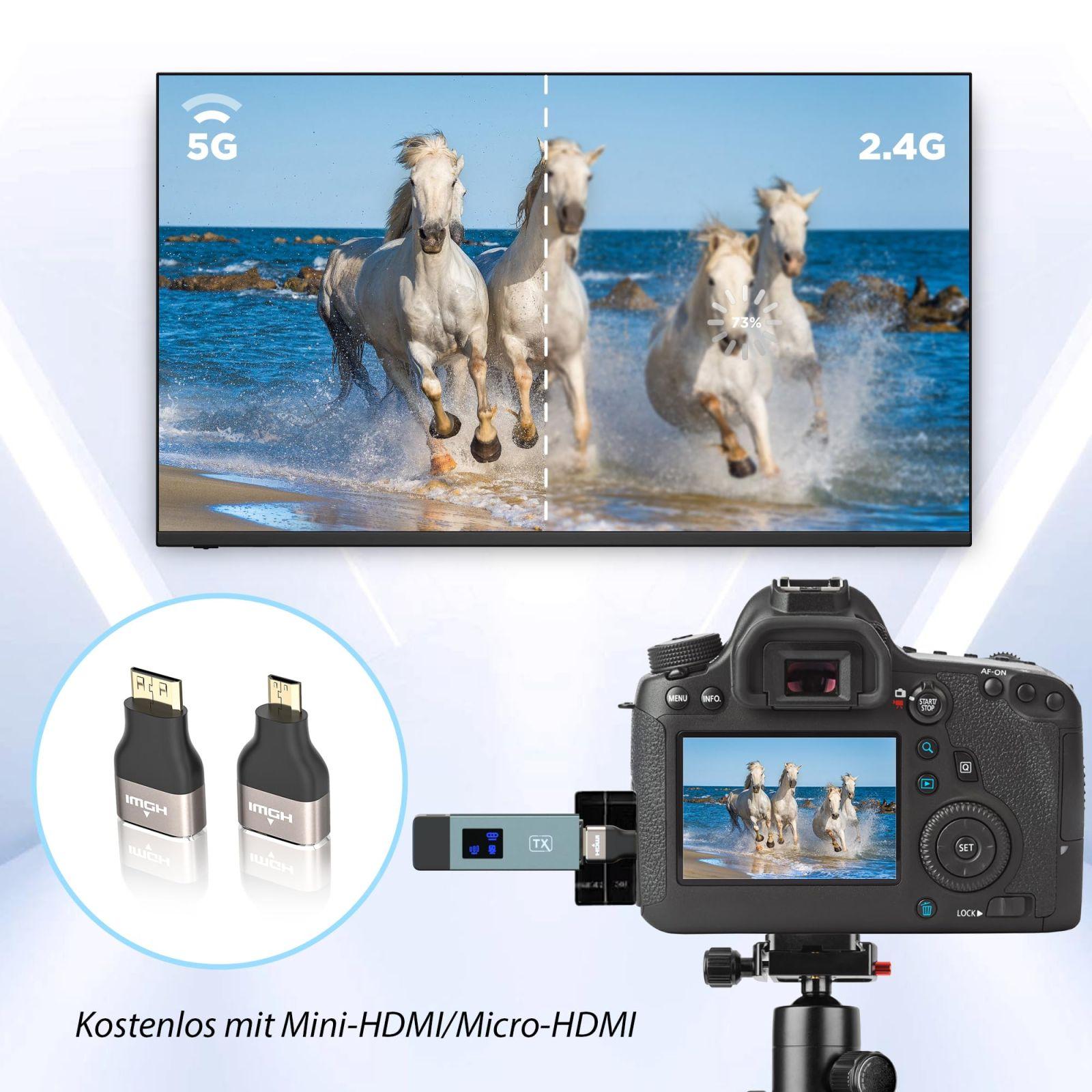Juhtmevaba HDMI saatja ja vastuvõtja, 30M stabiilne ühendus, 2,4G/5G kaasaskantav HDMI adapter LED-ekraaniga, Plug & Play video- ja heliedastuseks sülearvutist, PC-st HDTV-le, projektorile – pilt 8