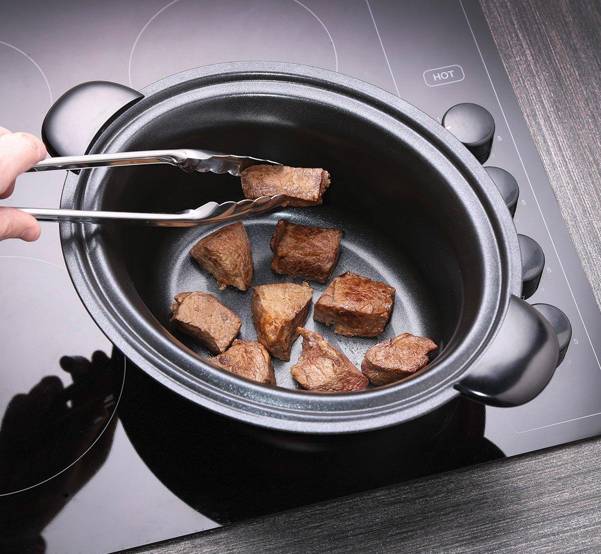 Russell Hobbs aeglane keetja [mittenakkumatu 6L XL keedupott, programmeeritav taimer/küpsetusaeg] Maxicook aeglane keetja (3 temperatuuri valikut ja soojas hoidmise funktsioon, 200W) Slowcooker 22750-56 – pakend ja tarvikud