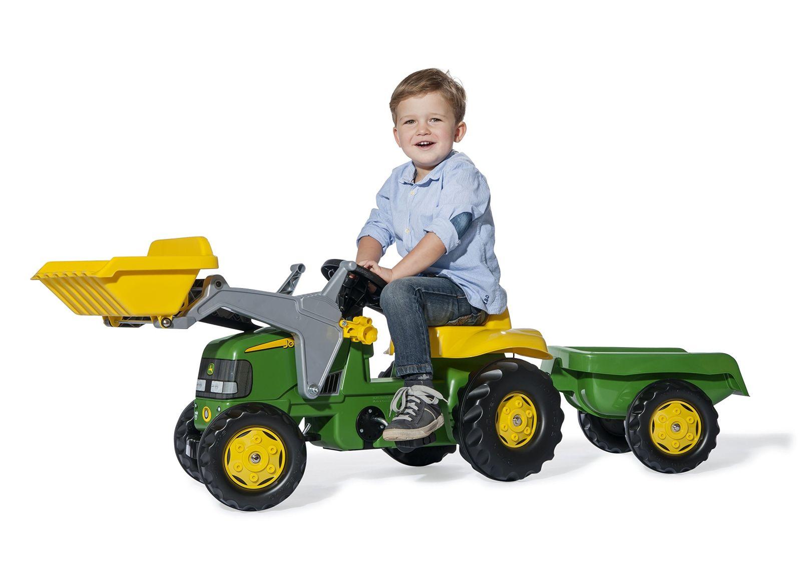 Rolly Toys rollyKid John Deere esilaaduriga (koos haagisega, pöördteljega roolimine, vanusele 2,5 – 5 aastat, traktor + lisatarvikud, tagahaakeseade, laste sõiduk), roheline – detailne vaade
