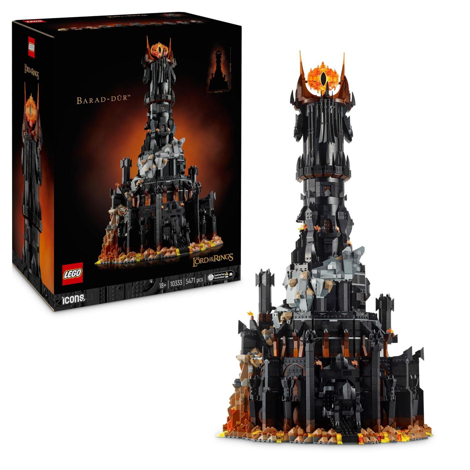 LEGO Icons Sõrmuste Isand: Barad-dûr – Komplekt täiskasvanutele minifiguuridega Sauron, Gothmog, Ork, Frodo, Sam ja Gollum – Filmi meenutus ja fännide kogumisobjekt 10333