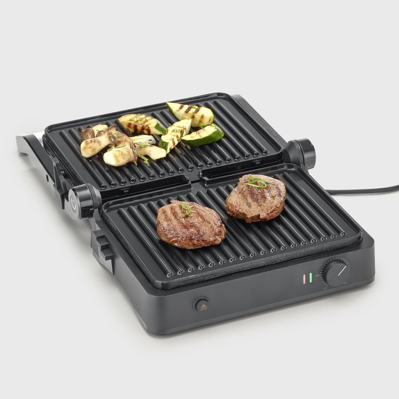 SEVERIN SEVINI Lite kontaktgrill – liha, kala ja köögivilja grillimiseks, keraamilise kattega võileivagrill rasvavabaks grillimiseks, sisetingimustes kuni 220°C, 1.800 W, must, KG 2398 – pilt 6