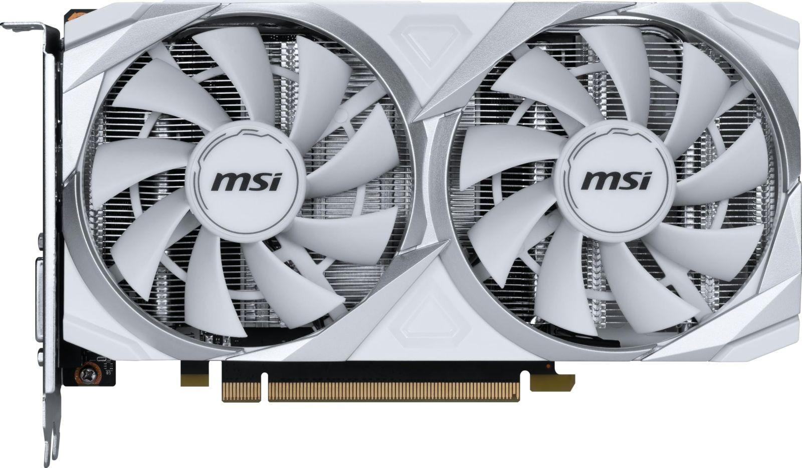 MSI GeForce RTX 3050 Ventus 2X XS White 8G OC – 8GB GDDR6 mälu, 128-bit, 14 Gbps – detailne vaade