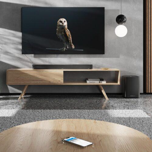 Sennheiser AMBEO Sub teleri ja muusika jaoks - EU-pistik - 3D Surround-heliga sügav ja võimas bass kuni 27 Hz - 8'' subwoofer 350W klass D võimendiga - ühilduv AMBEO Soundbar toodetega