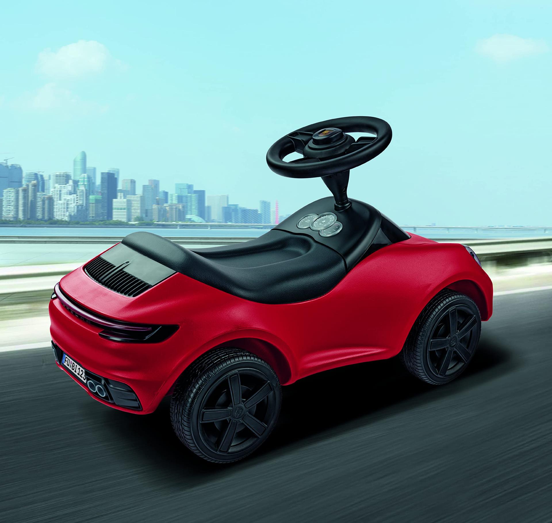 BIG – Baby Porsche 911 – Kujundatud Porsche Design Studios poolt, laiade vaiksete rehvide ja hea haarduvusega rooliga, lükatav auto, lastele alates 18. elukuust, punane – pilt 7