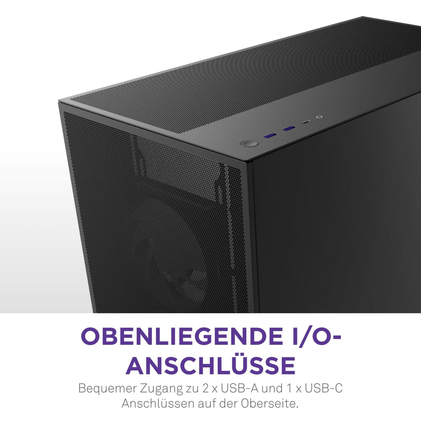 NZXT H7 Flow | Mid-Tower ATX õhuringluskorpus | Kuni 3 x 120 mm põhjaventilaatorit GPU otseseks jahutamiseks | 3 x 120 mm esipaneeli ventilaatorit | 420 mm radiaatorialus ees | Must – pilt 8
