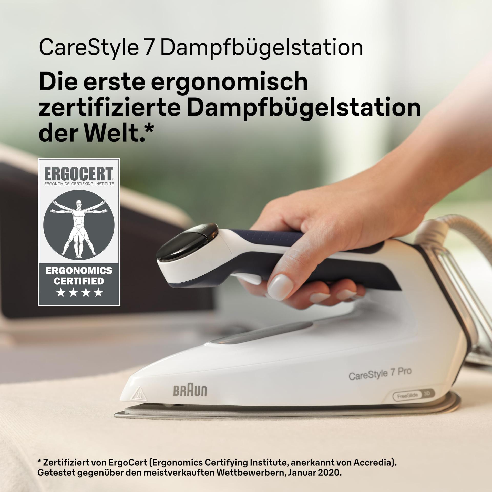 Braun CareStyle 7 Pro aurutriikimissüsteem IS 7282 BL – aurutriikraud FreeGlide 3D tallaga, iCare-funktsioon, eemaldatav 2 L veepaak, auruimpulss 600 g/min, 2700 W, sinine/valge – lisavaade