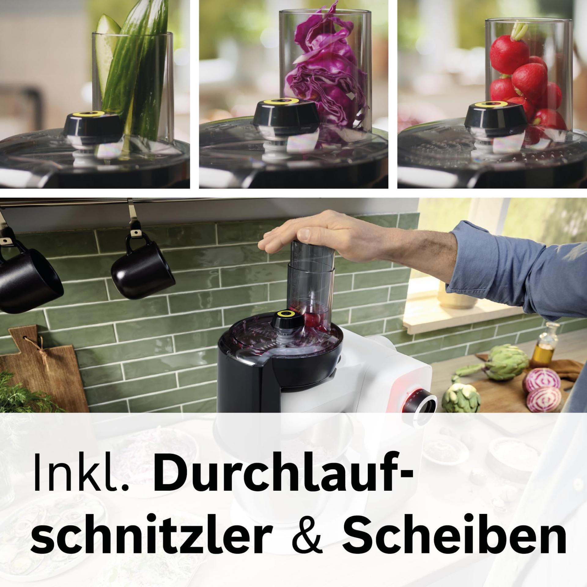 Bosch köögikombain Series 6 MUMS6EW13D, UUS, 7 kiirusastet, 5,5l kauss, lõikur, 3 ketast, taignakonks, segamislabidas, silikoonvispel, nõudepesumasinas pestav, 1 600 W, hõbedane/valge – pilt 8