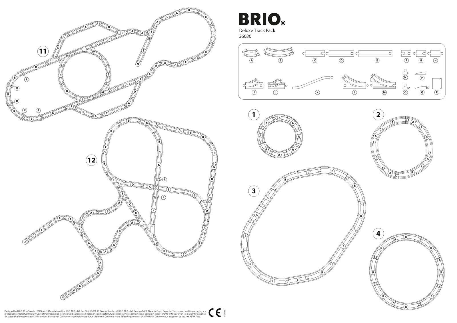 BRIO World 36030 DeLuxe rööbaste komplekt – 70-osaline komplekt rööbaste, vahetükkide ja tugipostidega loovaks rongimänguks – Sisaldab juhendit erinevate rajaskeemidega – kasutusnäide