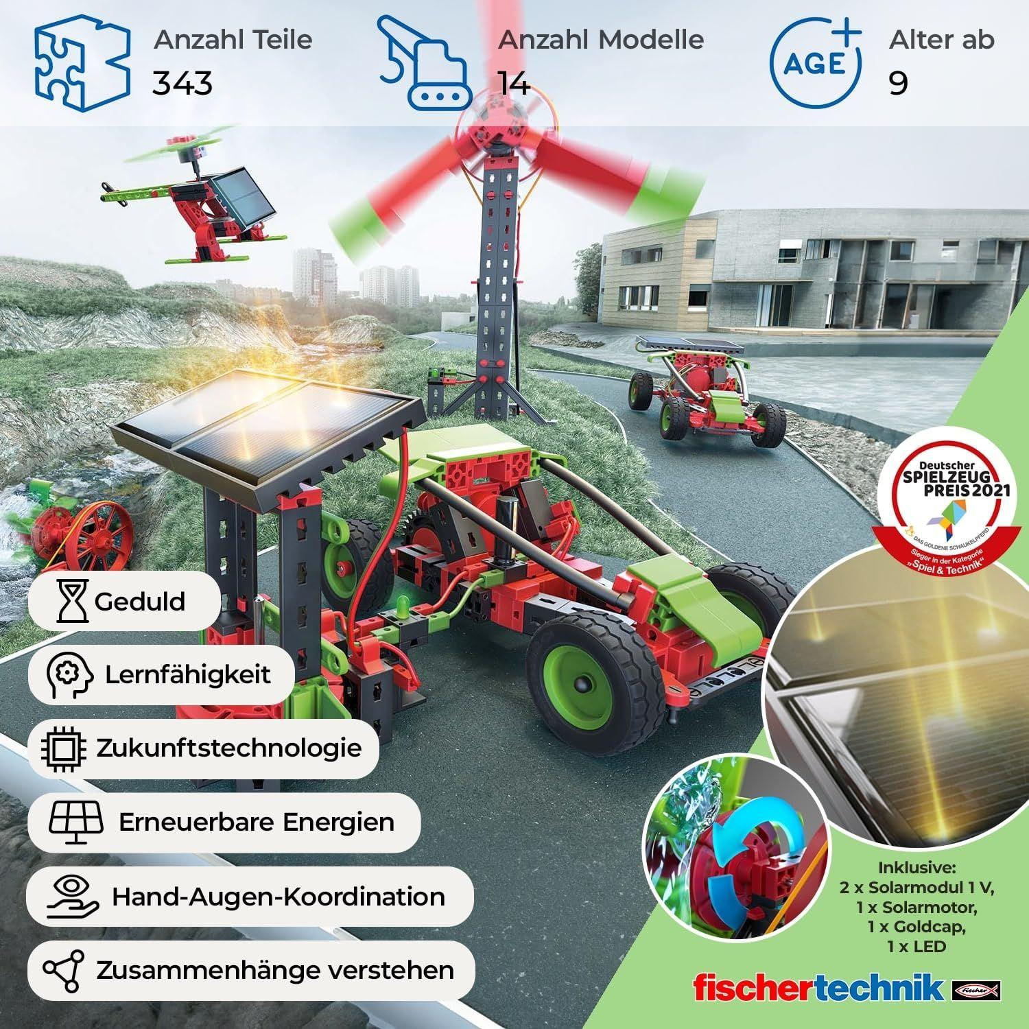 fischertechnik 559879 PROFI Green Energy – Konstruktor lastele alates 9. eluaastast, katsekomplekt päikese-, tuule- ja veeenergia jaoks, sisaldab päikesepaneele ja päikesemootorit – detailne vaade
