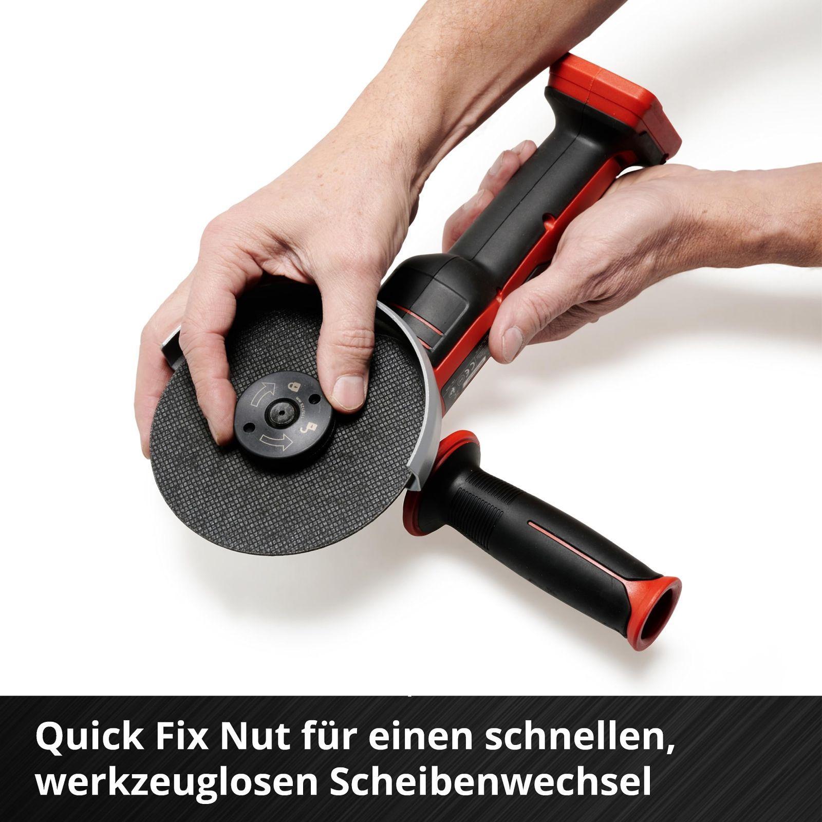 Einhell Professional akuga nurklihvija AXXIO 18/125 Q Li-Solo Power X-Change (18 V, 700 W, 125 mm ketta Ø, 33 mm lõikesügavus, harjavaba mootor, Quick-Fix mutter, ilma lõikeketata, ilma akuta) – pilt 8