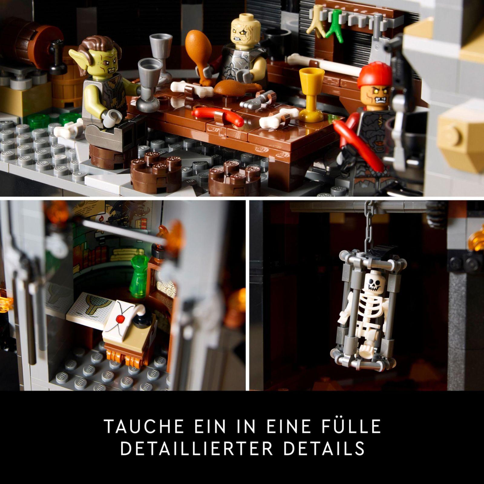 LEGO Icons Sõrmuste Isand: Barad-dûr – Komplekt täiskasvanutele minifiguuridega Sauron, Gothmog, Ork, Frodo, Sam ja Gollum – Filmi meenutus ja fännide kogumisobjekt 10333 – pakend ja tarvikud