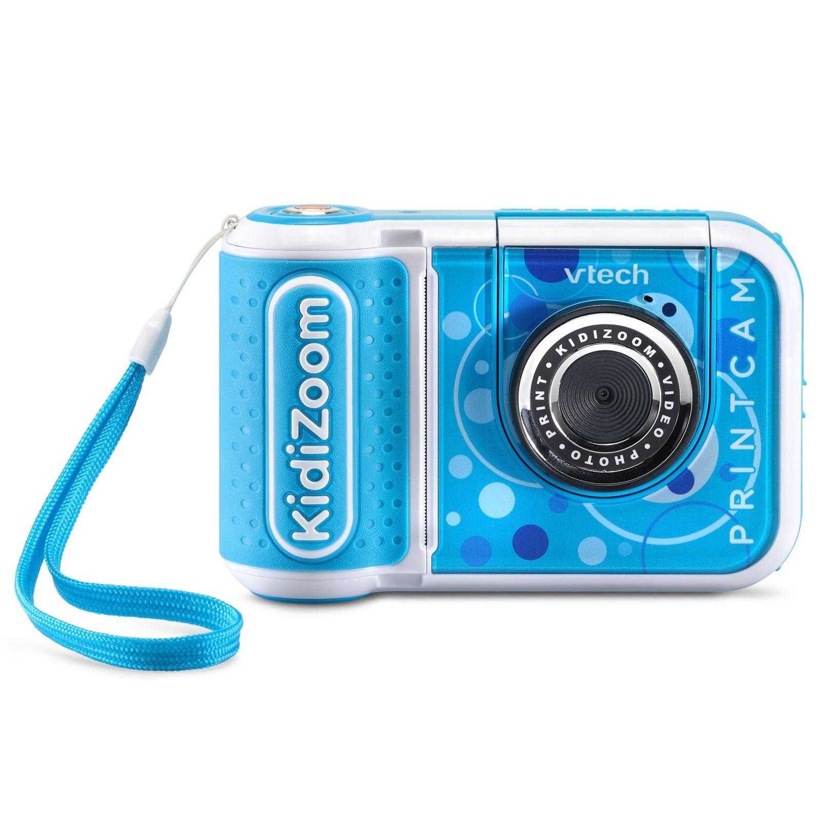 VTech KidiZoom Print Cam sinine – koheselt printiv lastekaamera, selfie- ja videofunktsioon, efektid, mängud, ideaalne lastele vanuses 4-12 aastat – pakend ja tarvikud