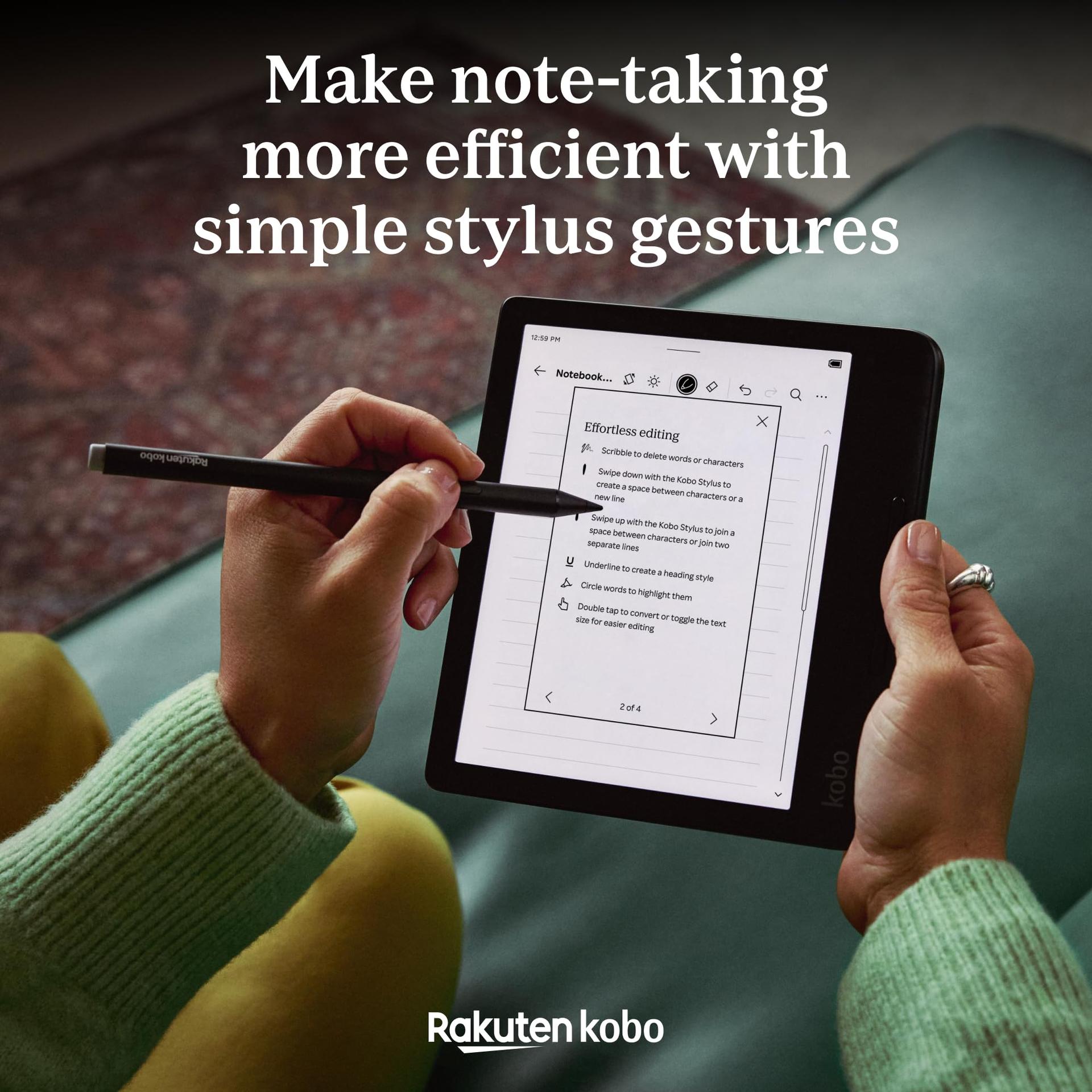 Kobo Stylus 2 | Märkimine, märkmete tegemine ja esiletõstmine | Laetav USB-C kaudu | Ühildub 7-tollise Libra Color eReaderi & Kobo Sage eReaderiga (Valge) – lisavaade