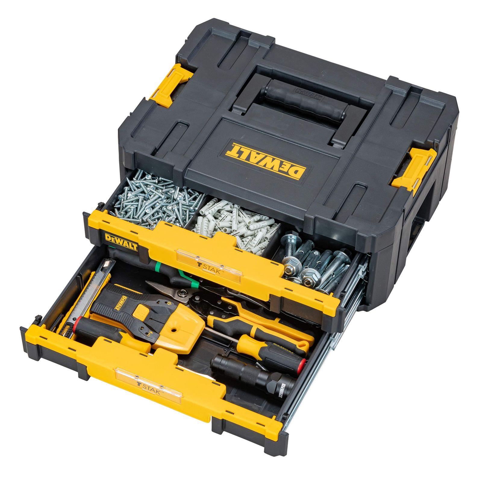 Dewalt T-STAK IV tööriistakast DWST1-70706 (2 sahtliga, eemaldatavad sisemised vaheseinad, sildihoidik, umbes 19 L maht, kandevõime umbes 30 kg, ühilduv T-STAK süsteemiga) – pilt 9