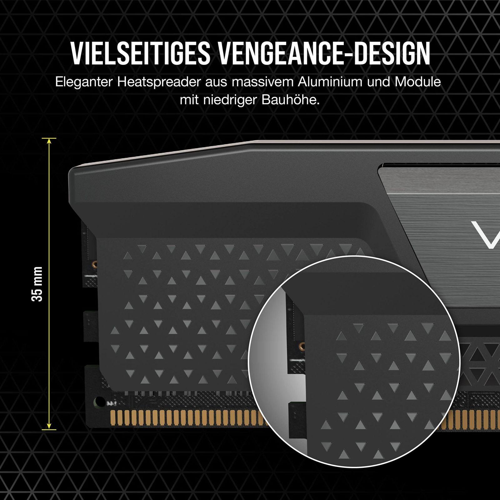 Corsair VENGEANCE DDR5 RAM 32GB (2x16GB) 5200MHz CL40 Intel XMP iCUE Ühilduv Arvutimälu – Must (CMK32GX5M2B5200C40) – lisavaade