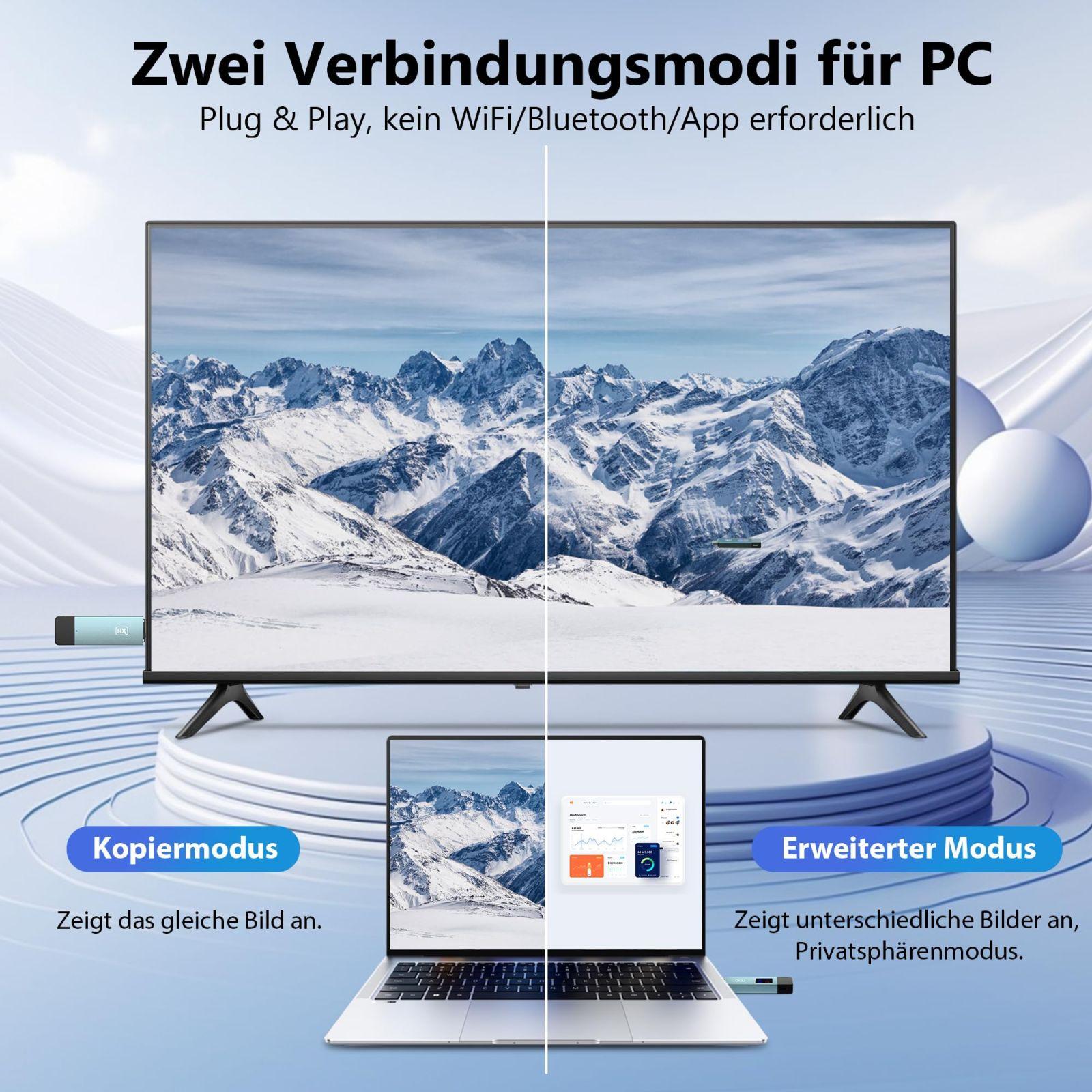Juhtmevaba HDMI saatja ja vastuvõtja, 30M stabiilne ühendus, 2,4G/5G kaasaskantav HDMI adapter LED-ekraaniga, Plug & Play video- ja heliedastuseks sülearvutist, PC-st HDTV-le, projektorile – lisavaade