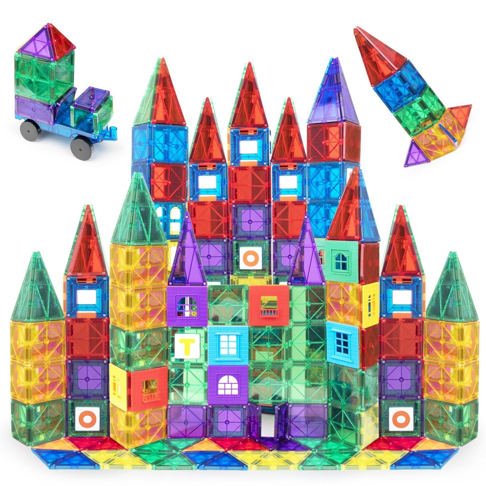 Playmags Magnetilised Ehitusklotsid – 150-osaline Mega Komplekt: Tugevad Magnetid, Vastupidav, Suurepärane Kinnitus Selgete Värviliste Plaatidega. 18-osaline Klõpsatav Lisatarvik Loovuse Suurendamiseks