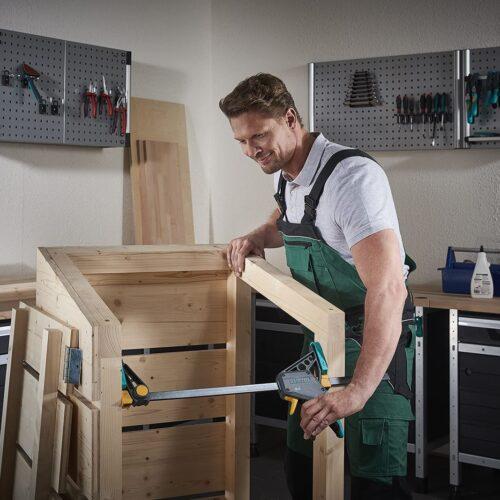 wolfcraft XL ühe käega pitsitamisekomplekt - 8624000 - paindlikud haaratalad kuni 1060 mm - survejõud 120 kg - 2 PRO L ühe käega pitsitit + ühendusadapter