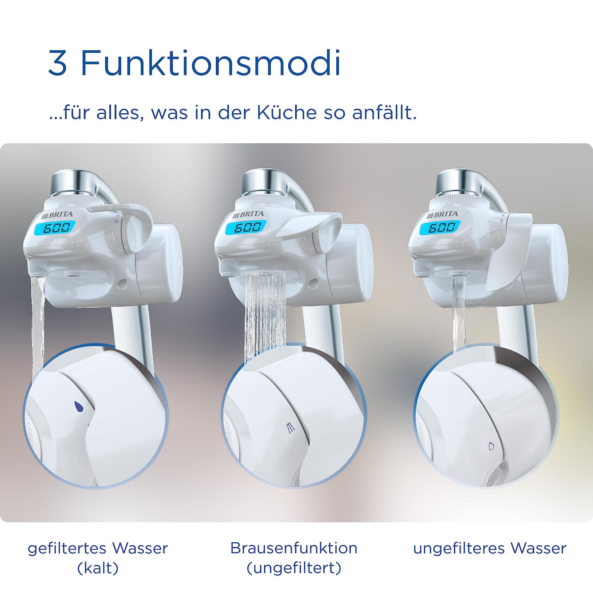 BRITA kraaniveefilter ON TAP Pro V-MF koos 1 filtrikassetiga (600l) – eemaldab 99,99% baktereid, kloori, mikroplasti ja raskmetalle / digitaalne LCD-ekraan näitab järelejäänud mahtu – lisavaade