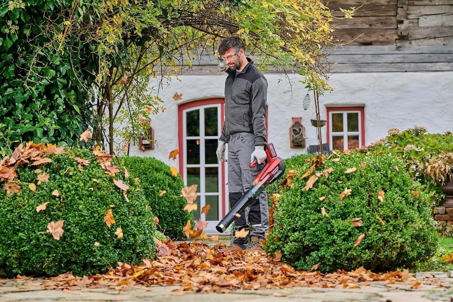Einhell Aku-lehepuhur GP-LB 18/200 Li E-Solo Power X-Change (Li-Ion, 18V, harjadeta mootor, kiiruseregulaator, aksiaalventilaatori tehnoloogia, ilma aku ja laadijata) – kasutusnäide