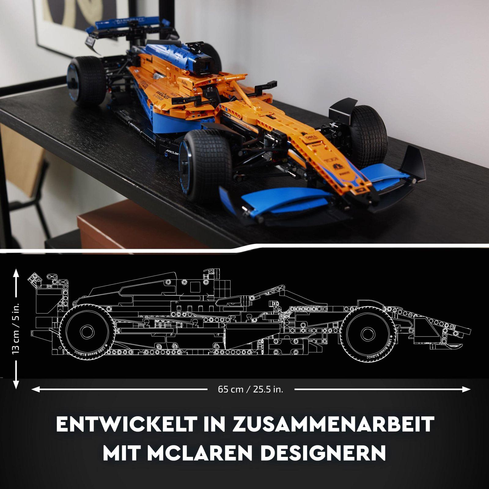 LEGO Technic McLaren Vormel 1 Võidusõiduauto, Komplekt Täiskasvanutele, 1 434-osaline F1-Motospordi Mudelikomplekt, Kingitus Meestele, Naistele, Kollektsionääridele ja Kodu Dekoratsiooniks 42141 – pakend ja tarvikud