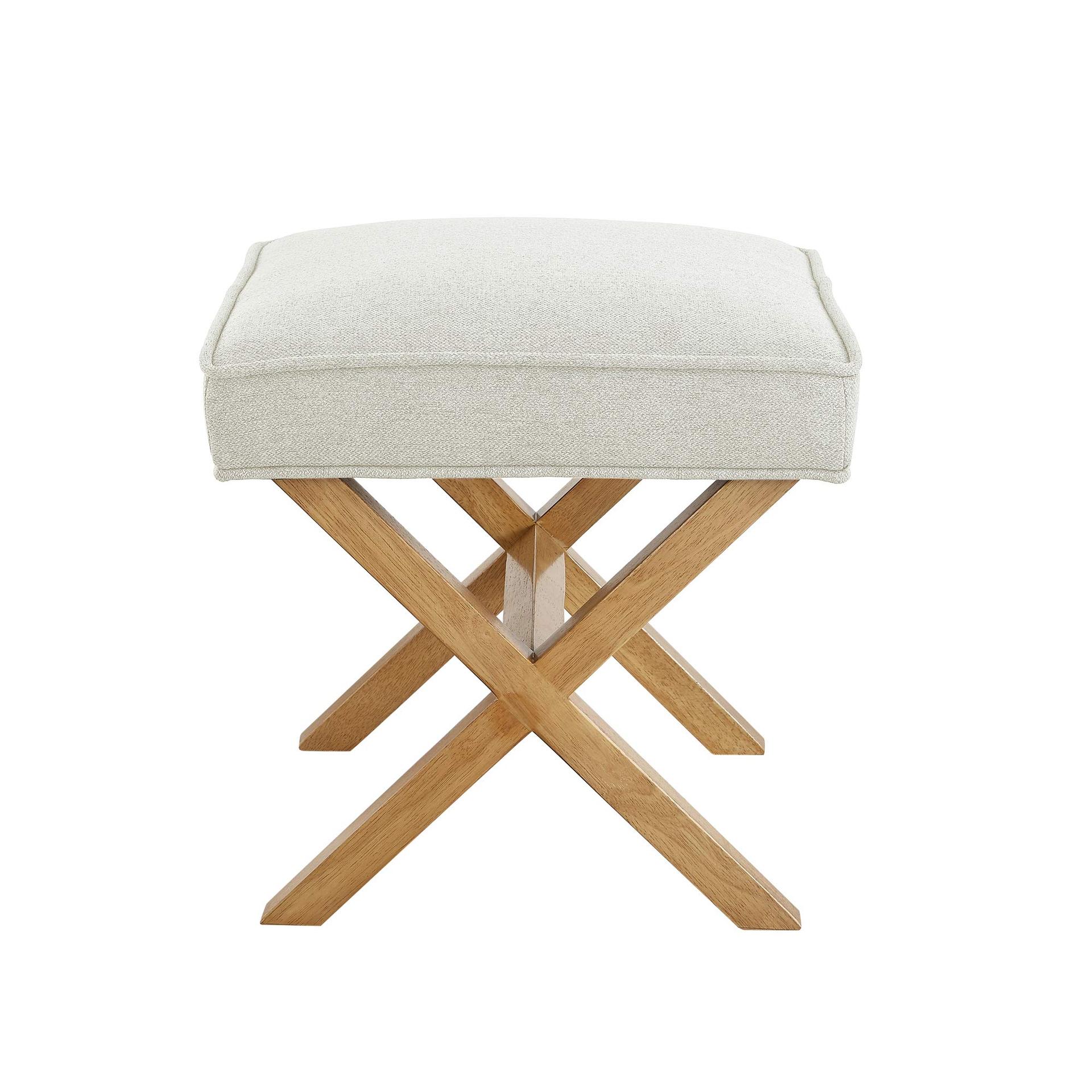 Amazon Basics ristkülikukujuline modernne polsterdatud jalapink X-disainiga, keskajastu stiil, linane, 45,7T x 50,8B x 45,7H cm, elevandiluu (varem Rivet) – pakend ja tarvikud