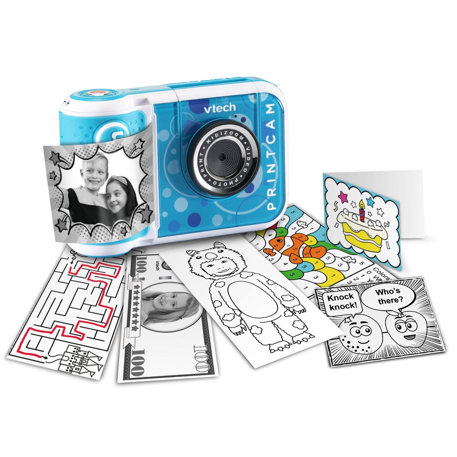 VTech KidiZoom Print Cam sinine – koheselt printiv lastekaamera, selfie- ja videofunktsioon, efektid, mängud, ideaalne lastele vanuses 4-12 aastat