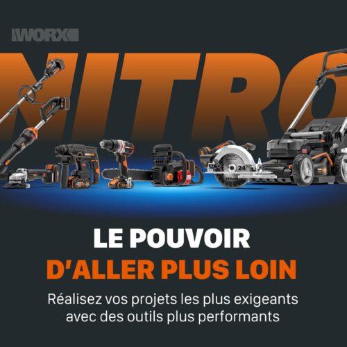 WORX WX814.9 Nitro harjadeta akuga nurklihvija 20V – 125mm ketta läbimõõt – 8600 p/min – kerge ja kompaktne – 2-positsiooniline lisakäepide – turvaline tagasilöögikaitse – ilma aku ja laadijata