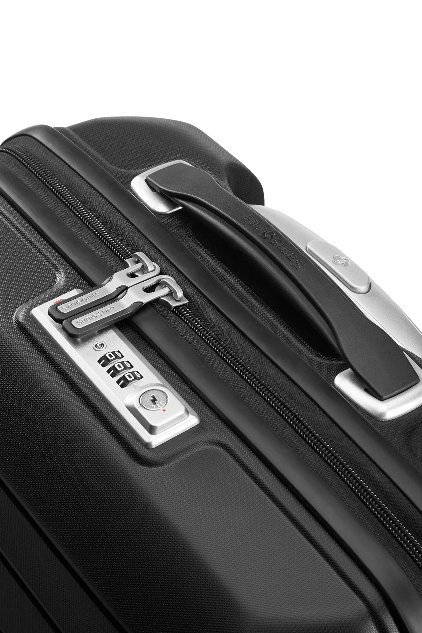 Samsonite Flux – Spinner S laiendatav käsipagasi kohver, 55 cm, 44 L, must – pakend ja tarvikud