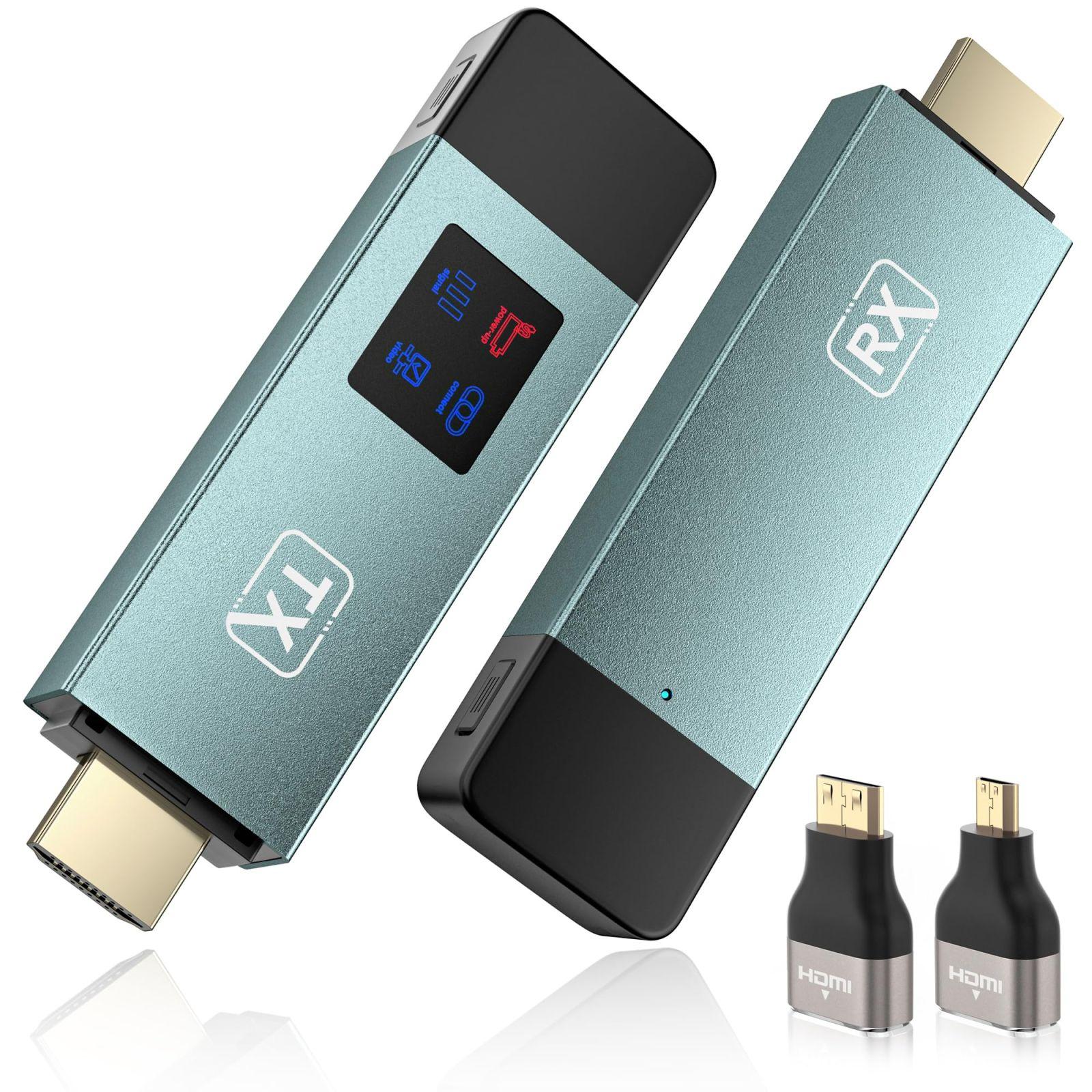 Juhtmevaba HDMI saatja ja vastuvõtja, 30M stabiilne ühendus, 2,4G/5G kaasaskantav HDMI adapter LED-ekraaniga, Plug & Play video- ja heliedastuseks sülearvutist, PC-st HDTV-le, projektorile