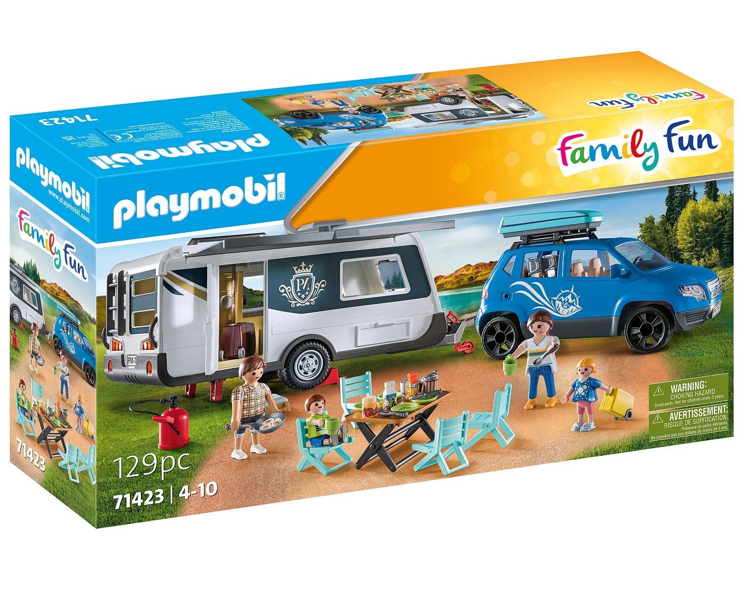 PLAYMOBIL Family Fun 71423 Haagissuvila ja Auto – mitmekülgne telkimislõbu looduses