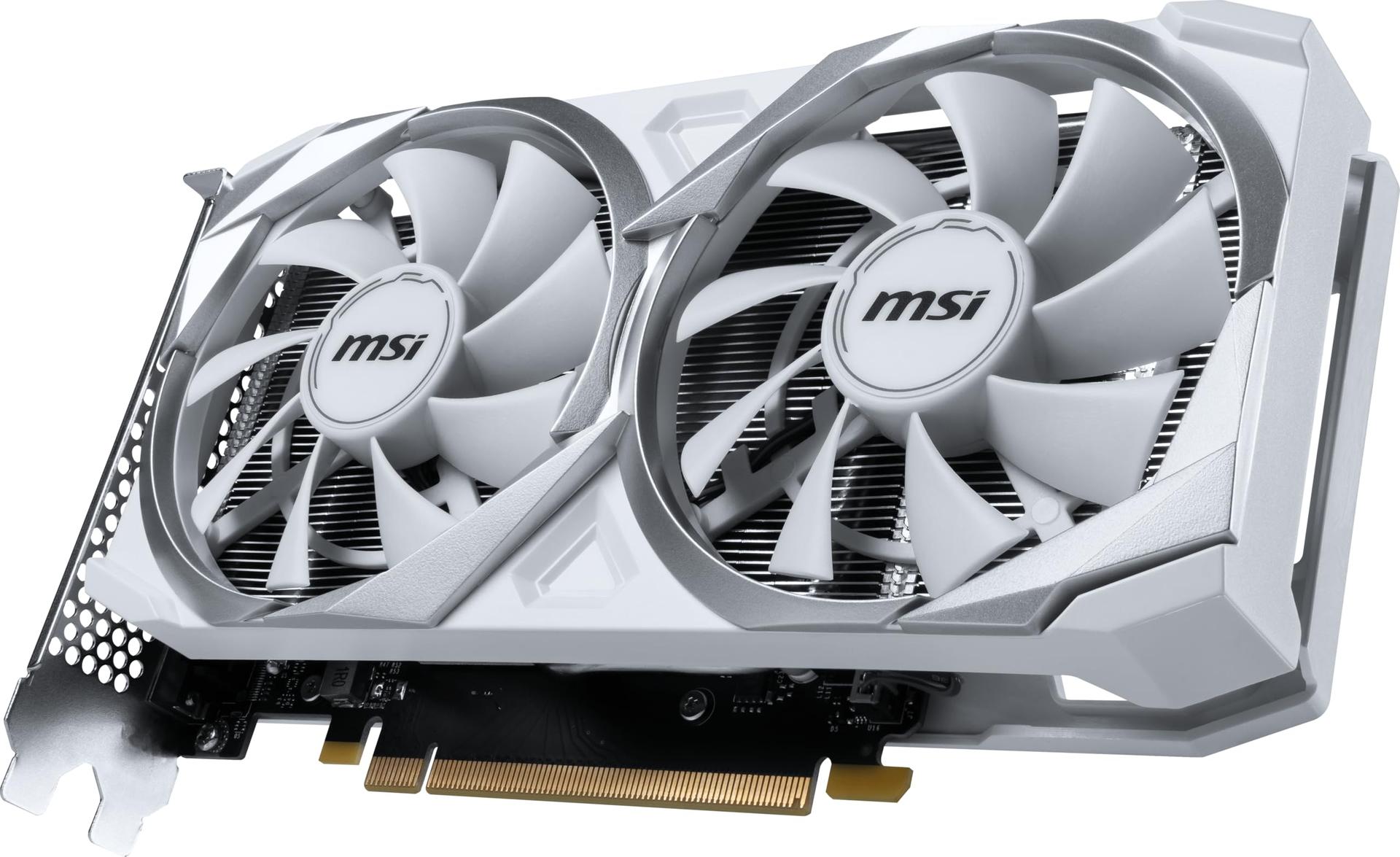 MSI GeForce RTX 3050 Ventus 2X XS White 8G OC – 8GB GDDR6 mälu, 128-bit, 14 Gbps – pakend ja tarvikud