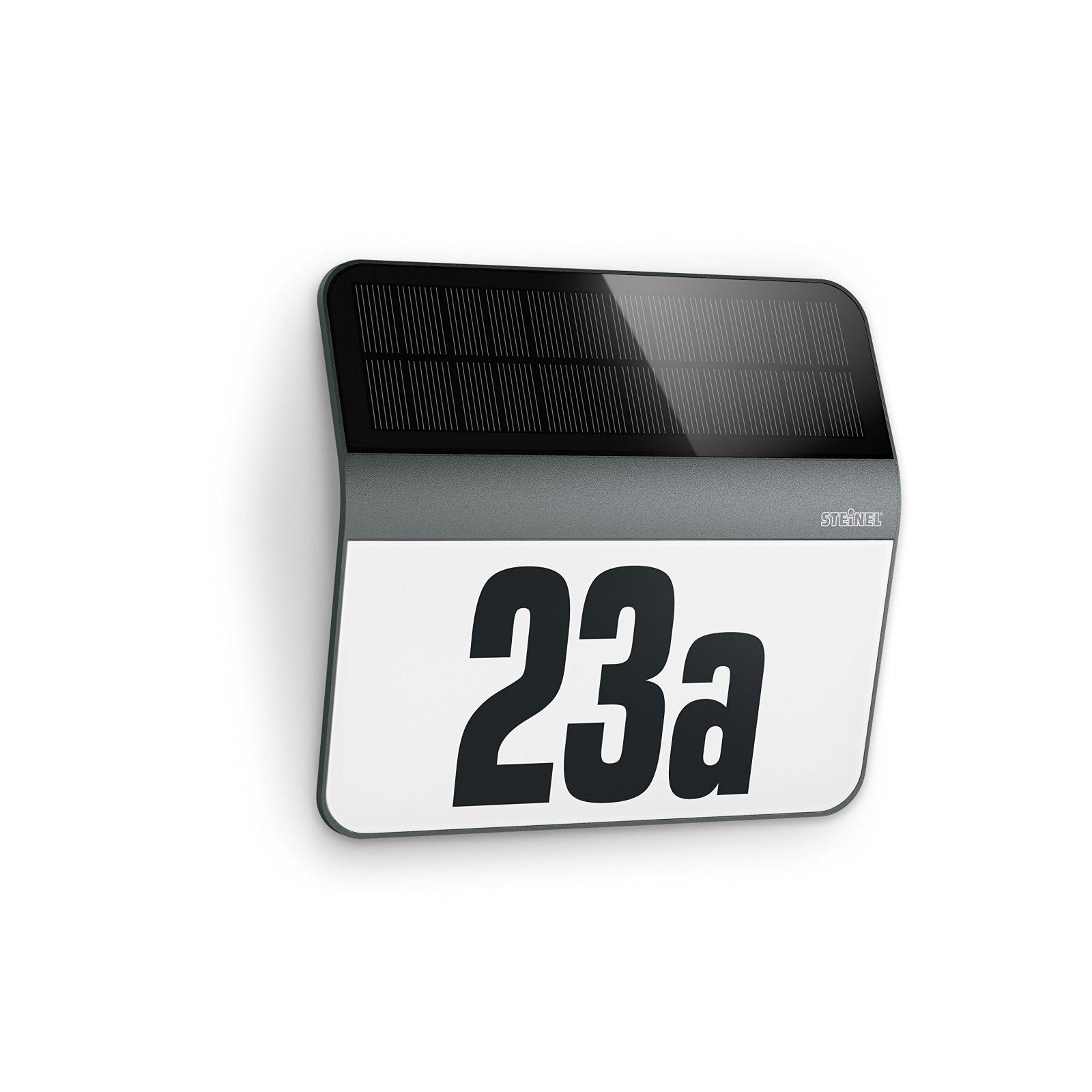 Steinel LED päikeseenergial valgusti XSolar LH-N antratsiit, hämarikuandur, 1100 mAh LiFe-aku, valgustatud majanumber