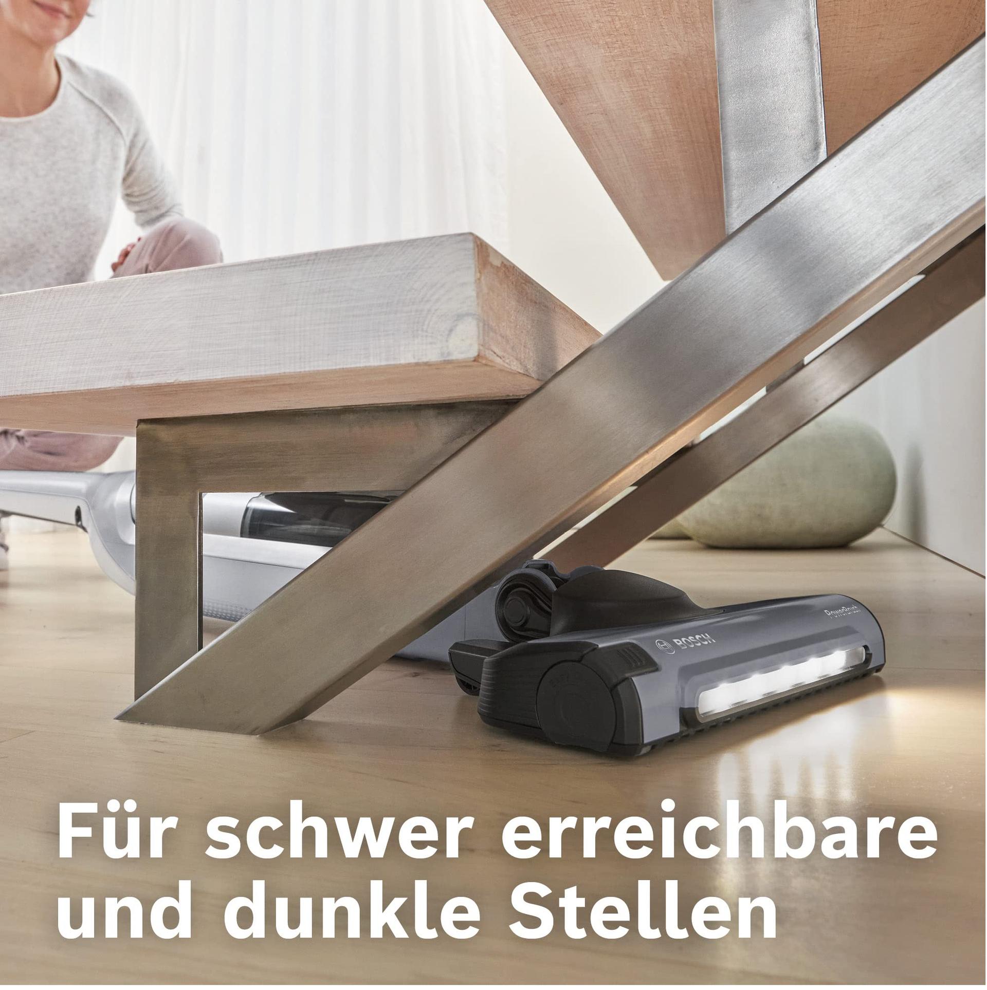 Bosch juhtmevaba varstolmuimeja Flexxo 2in1 Serie 4 BBH3K2801, käsitolmuimejaga, kotivaba, suur imemisvõimsus, pikk tööaeg, LED-valgustusega otsik, kõikidele põrandatüüpidele, hõbedane – pilt 8