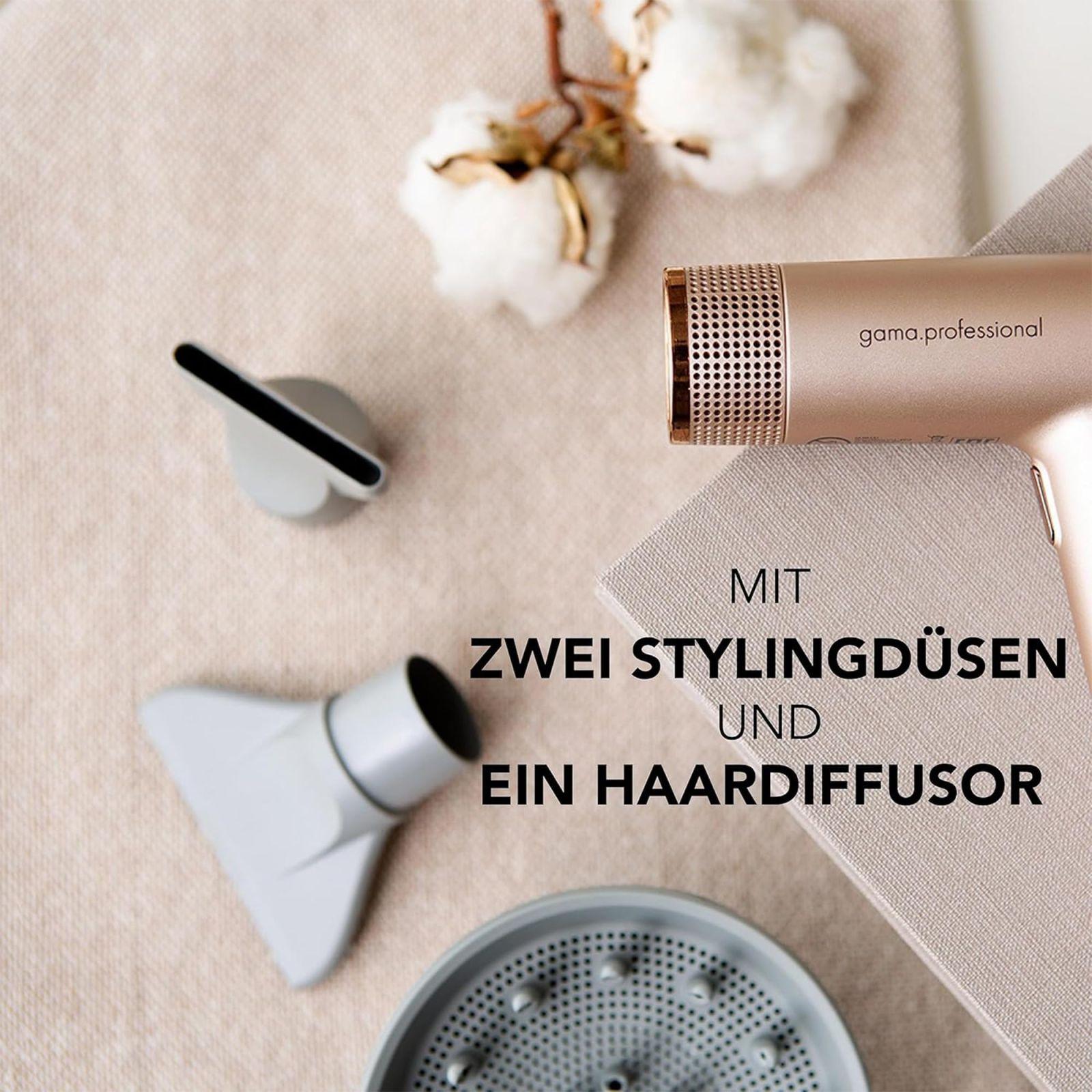 GA.MA Italy Professional, iQ Perfect föön, ultrakerge föön intelligentse harjadeta mootoriga, Oxy-Active-tehnoloogiaga säravaks, kahuvabaks juuksehoolduseks, 1600 W, GoldRose – lisavaade