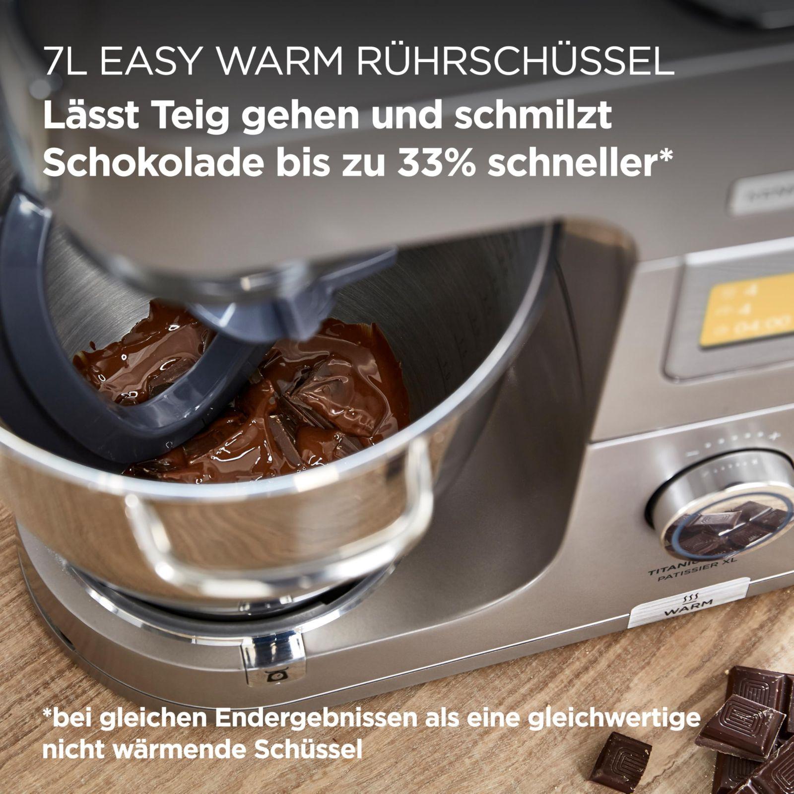 Kenwood Titanium Chef Patissier XL KWL90.034SI – Köögikombain integreeritud kaaluga & 7L kausiga soojendusfunktsiooniga, 1400 W, 4-osaline kondiitristi komplekt, hõbedane – detailne vaade