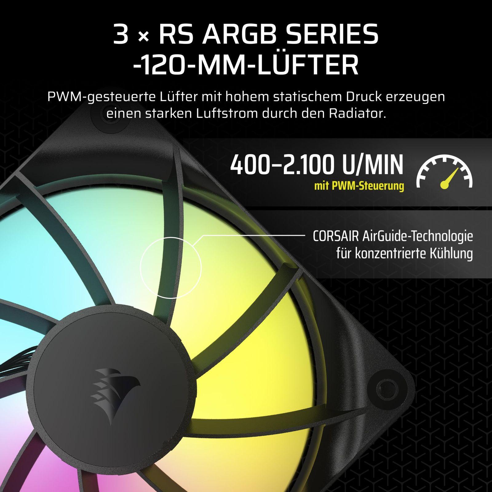 CORSAIR Nautilus 360 RS ARGB CPU-vedelikjahuti – 360mm AIO – Vaikne töö – Otse emaplaadi ühendus – Intel LGA 1851/1700, AMD AM5/AM4 – 3X RS120 ARGB-ventilaatorid Komplektis – Must – kasutusnäide