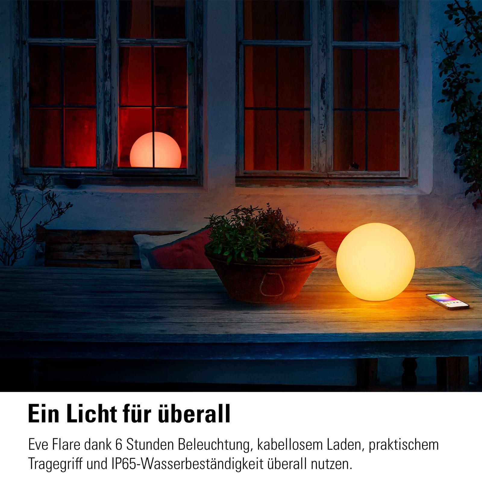 Eve Flare (Apple Home) – Kaasaskantav nutikas LED-valguskera, veekindel, valge ja värviline valgus, 90 lm, Ø 25 cm, hämardatav, sillata, Bluetooth & Thread, rakenduse juhtimine – lisavaade