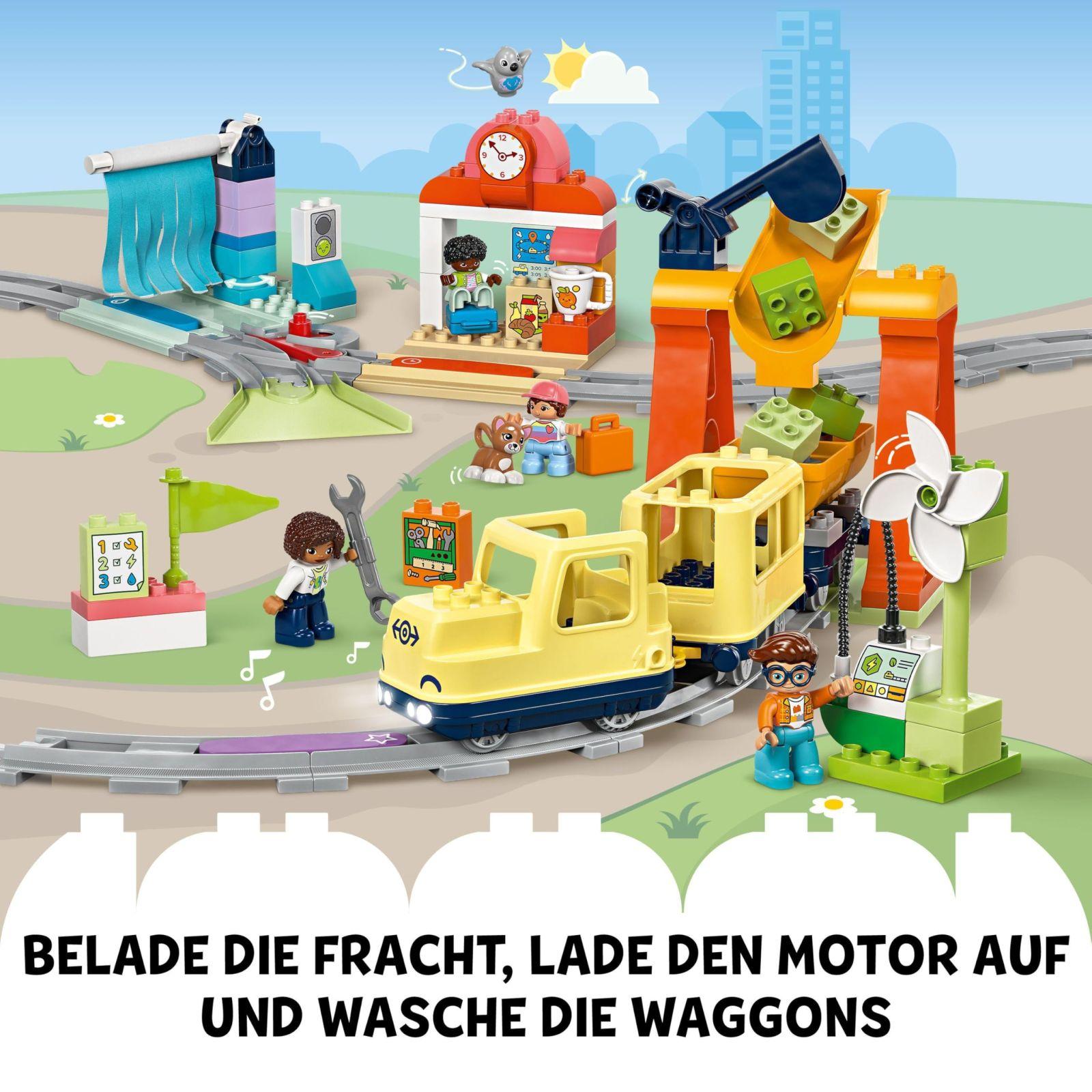 LEGO DUPLO Town Suur interaktiivne rong, ehitusmänguasi väikelastele alates 3. eluaastast, Push & Go vedur tulede ja helidega, rööbastee osad, õppevahend lastele 10428 – lisavaade