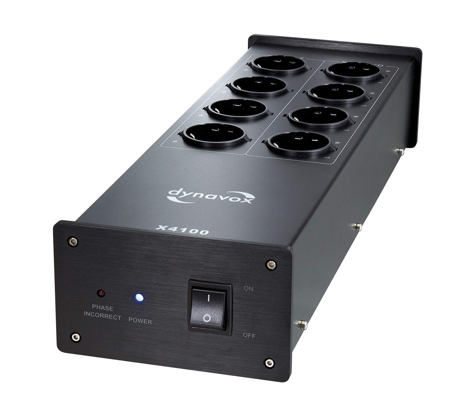 Dynavox HiFi-võrgufilter X4100B, 8-otsikuline mitmepistikupesa, LED-kontrolltulega, must