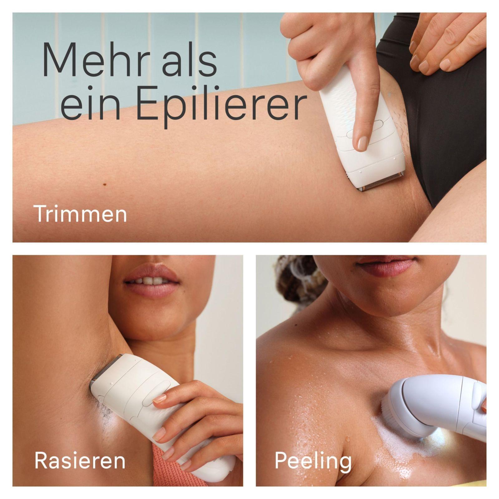 Braun Silk-épil 5 epilaator naistele – pikaajaline karvade eemaldamine, raseerija ja trimmer, koorimisotsikud, valmistatud Saksamaal, 5-060, valge / flamingoroosa – pilt 6