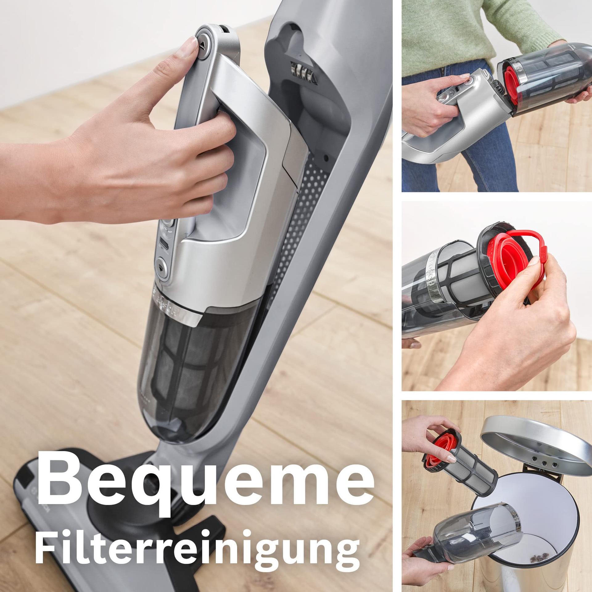 Bosch juhtmevaba varstolmuimeja Flexxo 2in1 Serie 4 BBH3K2801, käsitolmuimejaga, kotivaba, suur imemisvõimsus, pikk tööaeg, LED-valgustusega otsik, kõikidele põrandatüüpidele, hõbedane – pilt 6