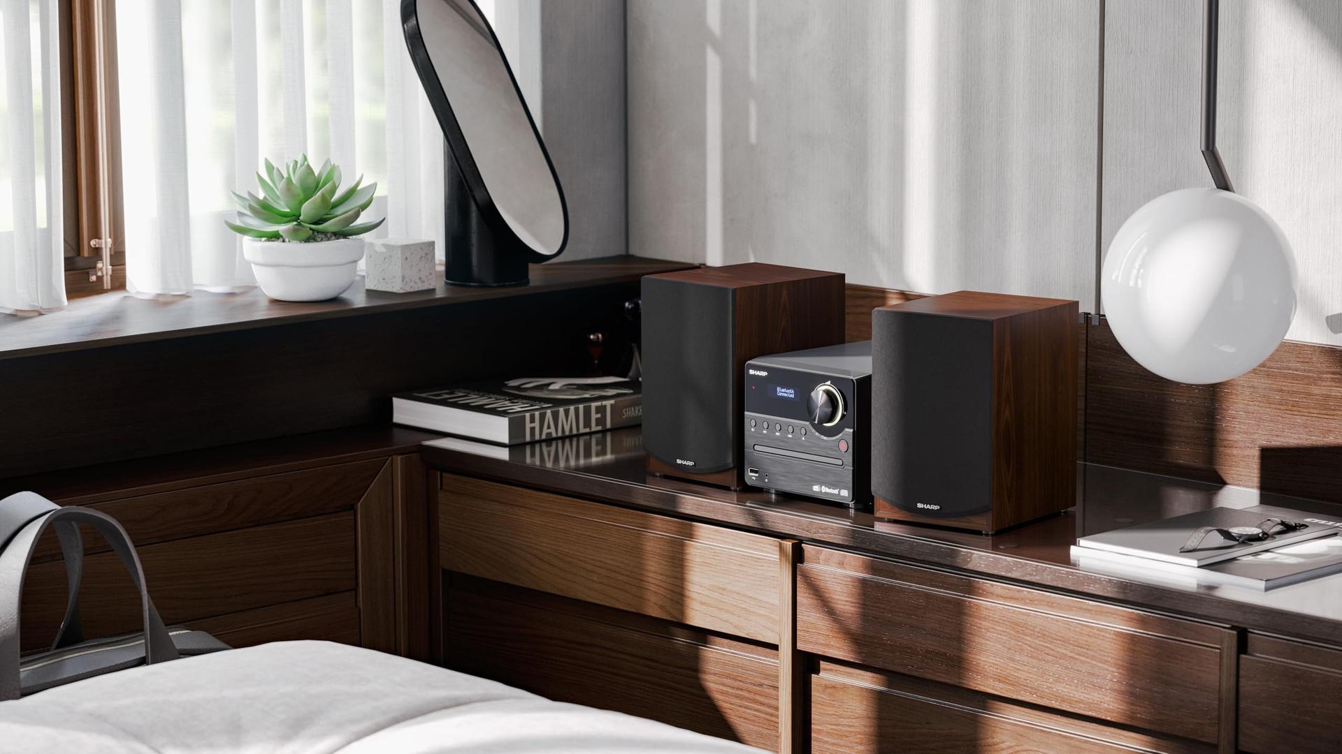 SHARP XL-B517D(BR) Mikro-helisüsteem 45W (digitaalraadio DAB, DAB+ ja FM/UKW, Bluetooth, USB, CD, MP3), pruun – detailne vaade