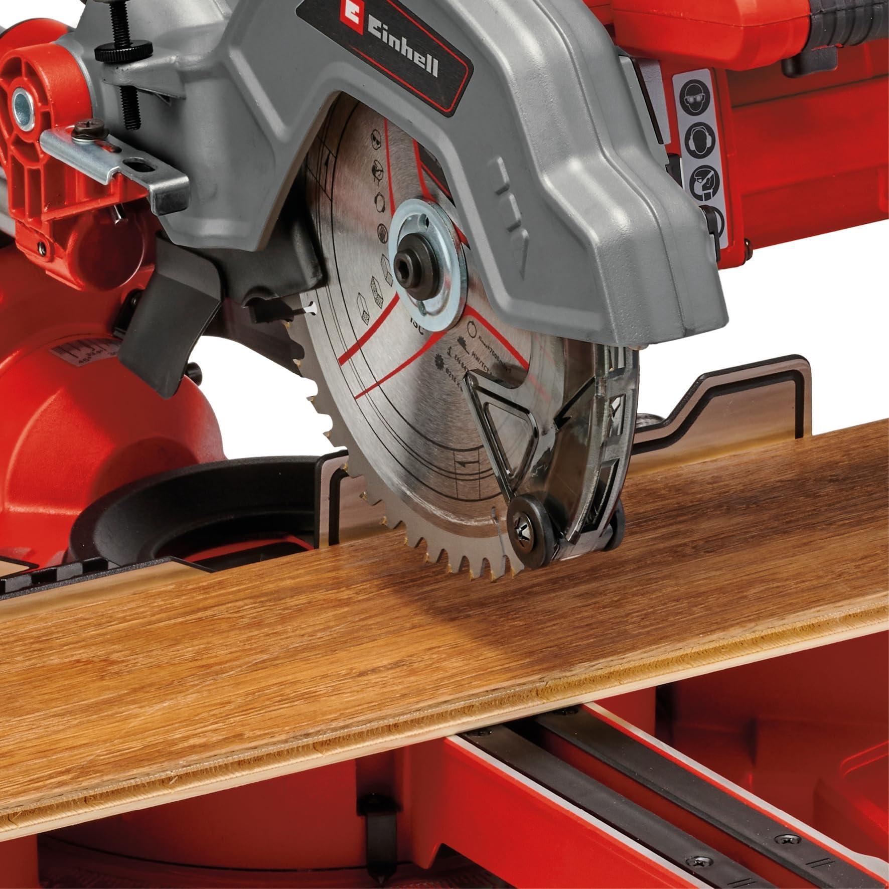Einhell tõmbelõike-ja nurksaag TC-SM 216 (1600 W, max. 65 mm x 305 mm lõikesügavus/-laius, Ø 216 mm saeketas, tõmbefunktsioon, pöördlaua kiirseadistus, laser) – kasutusnäide