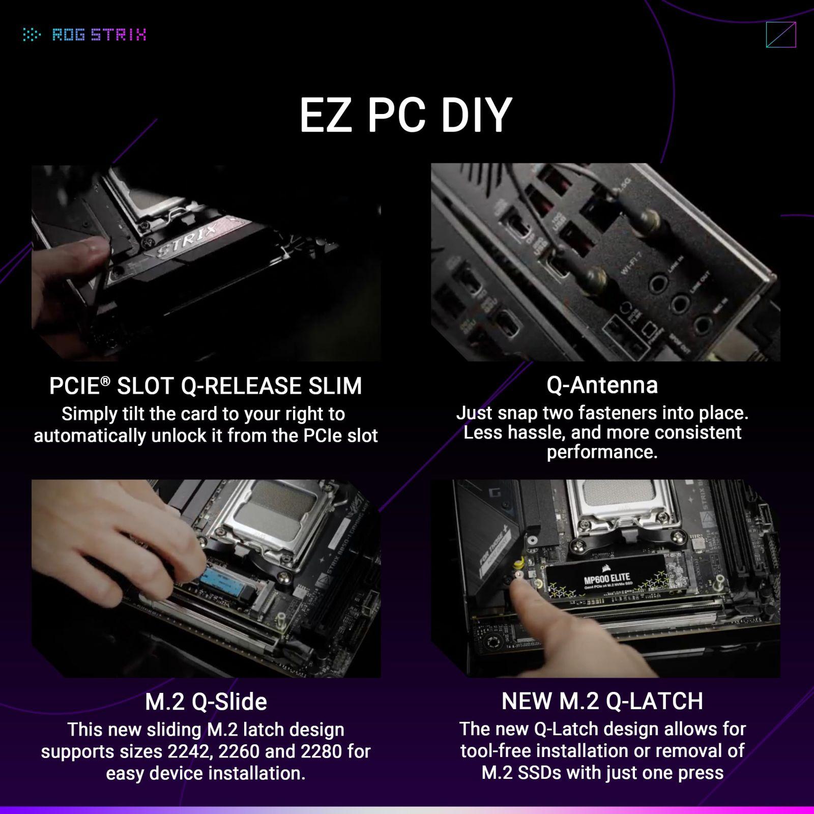 ASUS ROG Strix B850-I Gaming WiFi emaplaat, AM5 sokkel (AMD B850, Mini-ITX, DDR5 mälu, PCIe 5.0, WiFi 7, 2x M.2, Aura Sync) – lisavaade