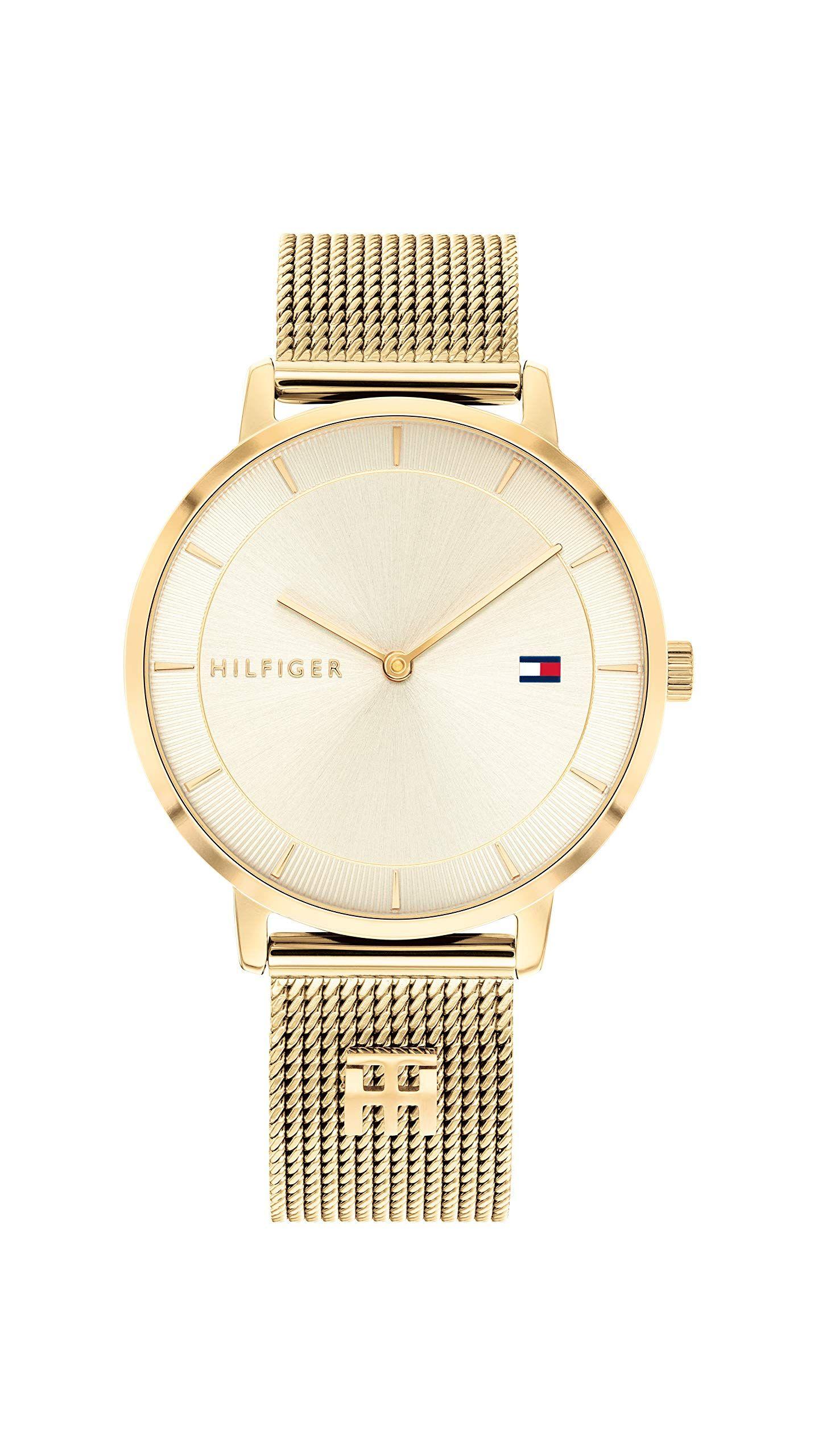Tommy Hilfiger naiste analoog kvartskäekell kuldse roostevabast terasest võrgulülidega rihmaga – 1782286